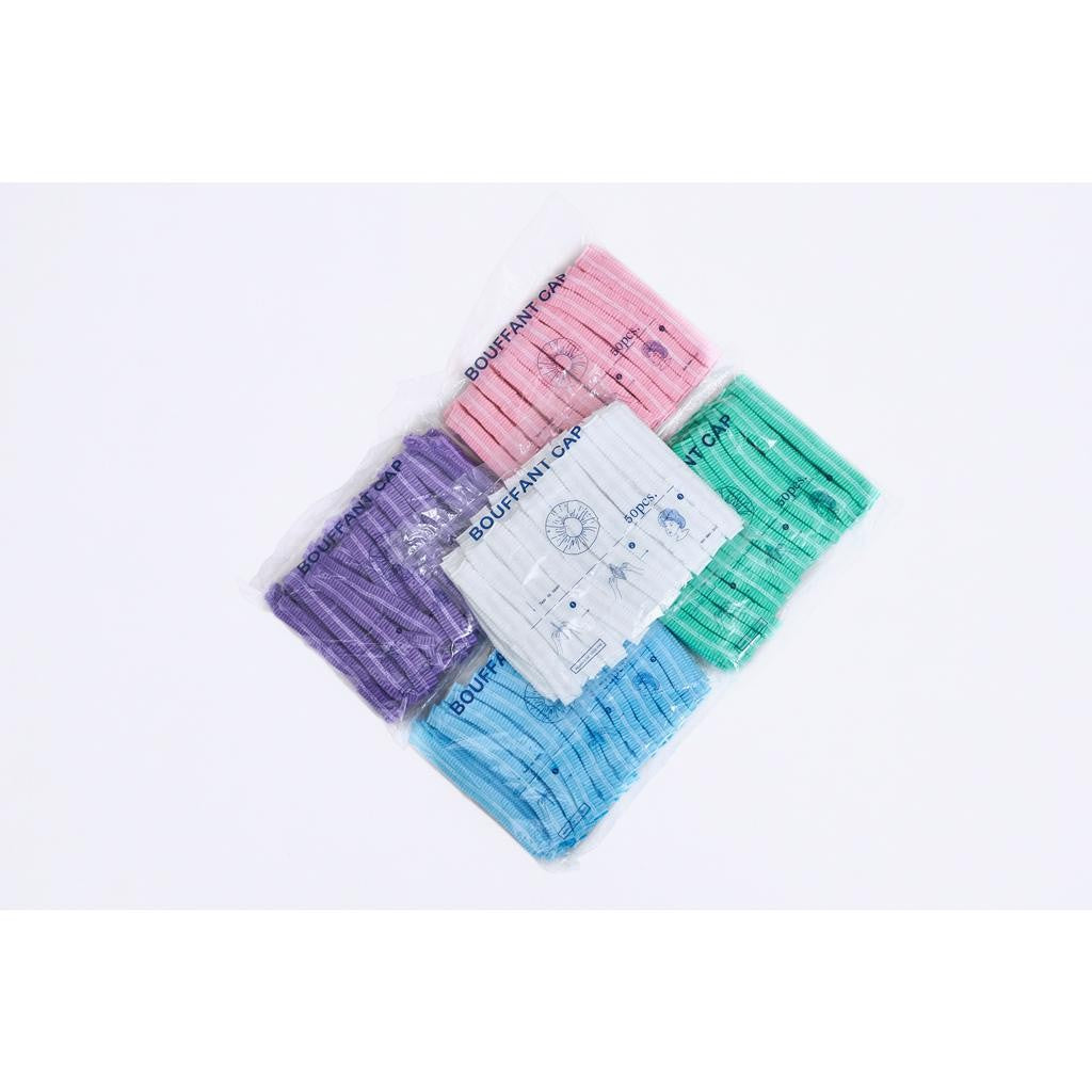 MEDICAL GRADE BOUFANT CAP หมวกคลุมผมตัวหนอน ใช้แล้วทิ้ง บรรจุ 50 ชิ้น นุ่มใส่สบายไม่รัดหัว Made in Thailand