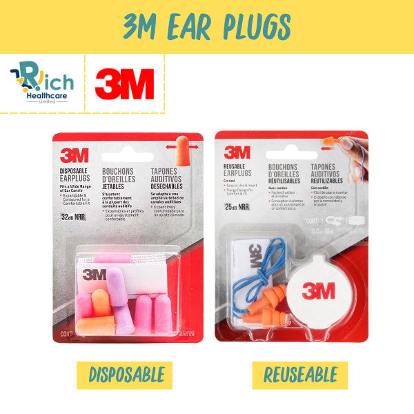3M Earplugs ที่อุดหู ลดเสียง เอียร์ปลั๊ก โฟมอุดหู กั้นเสียง Earplug มี 2 แบบ (ใช้ซ้ำได้1คู่ / ใช้แล้วทิ้ง4คู่)disposable