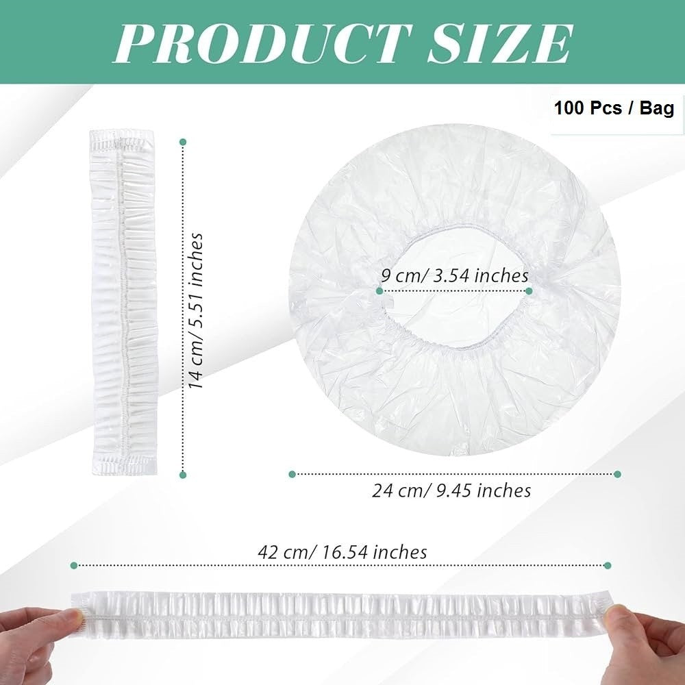 Rich Healthcare Disposable Shower Cap หมวกใส่อาบน้ำ Poly Ethylene PE คุณภาพดีหมวกพลาสติกใสตัวหนอน เเพ็ค 50/100 ชิ้น