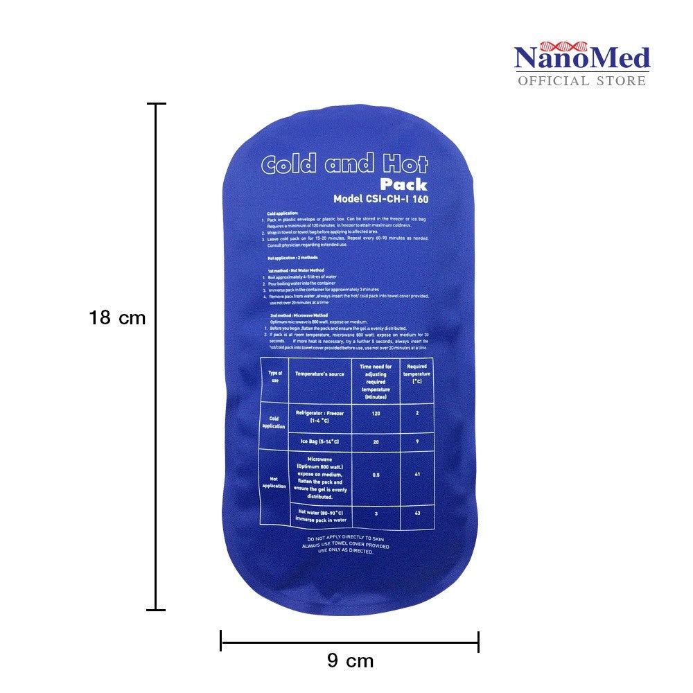 NanoMed เจลประคบเย็น-ร้อน เข้าเวฟได้โดยตรง แช่ฟรีสไม่แข็งเป็นก้อน แถมถุงผ้า+ซองเก็บ ลดปวดลดบวม 3ไซซ์