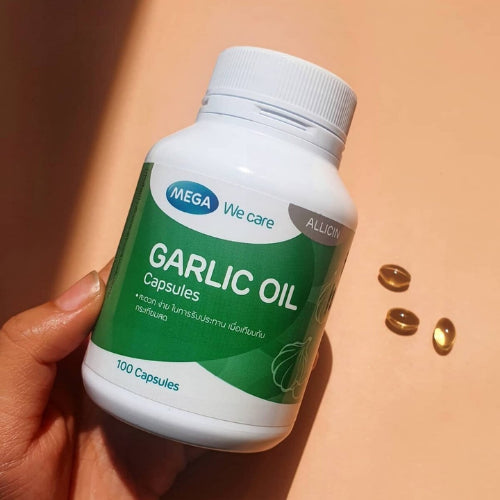 MEGA We care เมก้าวีแคร์ GARLIC OIL 100 's น้ำมันกระเทียม ผลิตภัณฑ์เสริมอาหาร 100 เม็ด