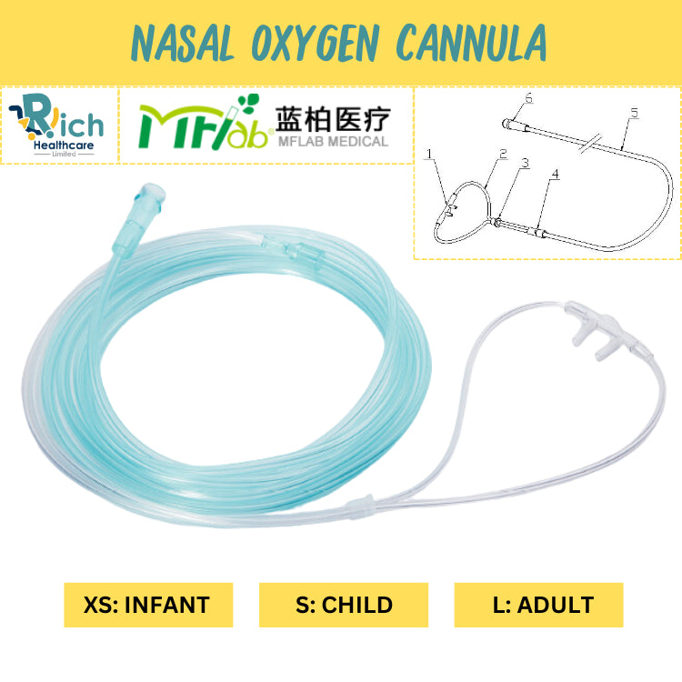MFlab Nasal Oxygen Cannula Sterile (XS: Infant, S: Child, L: Adult)