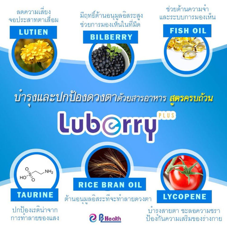 Luberry plus (30 แคปซูล) ลูเบอร์รี่ พลัส บำรุงสายตา by B2 Health
