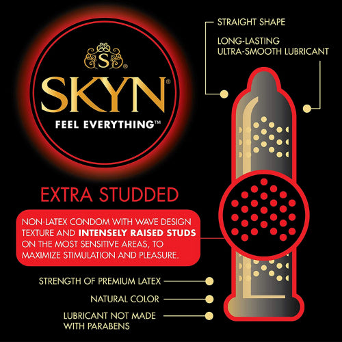 (6 แถม 6 ) LifeStyles Skyn Intense ถุงยางอนามัยผิวมีปุ่ม ผลิตจากยางสังเคราะห์ ขนาด 53 มม. บรรจุ 12 กล่อง (36 ชิ้น)