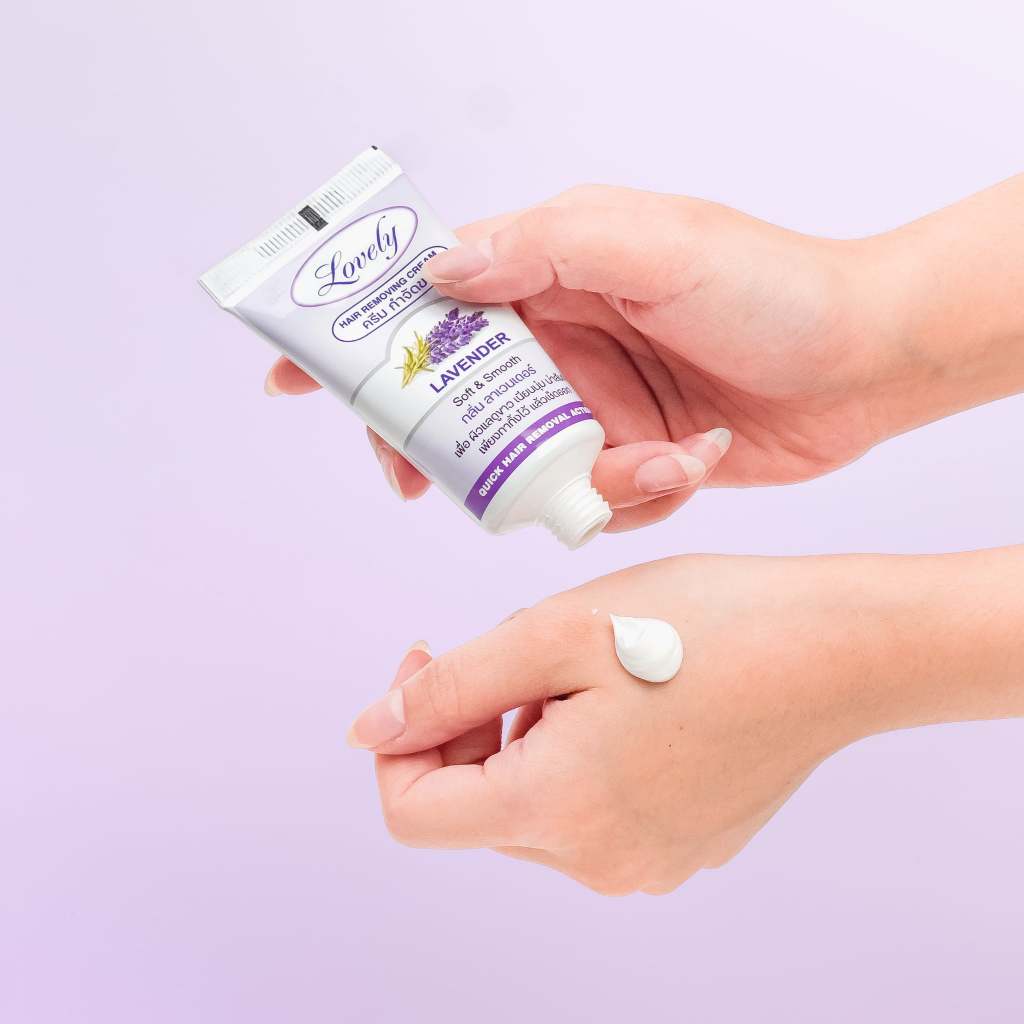 Lovely Hair Removing Cream เลิฟลี่ แฮร์รีมูฟวิ่ง ครีม ครีมกำจัดขน สูตรลาเวนเดอร์ อโรเวร่า 50ml
