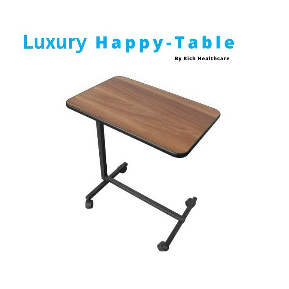 Luxury Happy Over Table โต๊ะคร่อมเตียง รุ่น พิเศษ Luxury หนาเเข็งเเรง สามรถปรับ สูงได้ / ปรับหน้าโต๊ะได้ / ขอบมนหนา