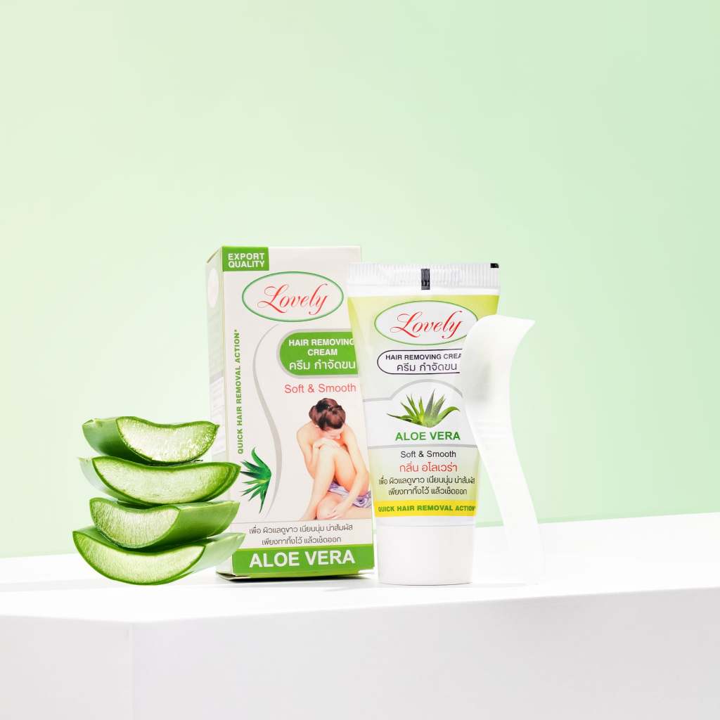 Lovely Hair Removing Cream เลิฟลี่ แฮร์รีมูฟวิ่ง ครีม ครีมกำจัดขน สูตรลาเวนเดอร์ อโรเวร่า 50ml
