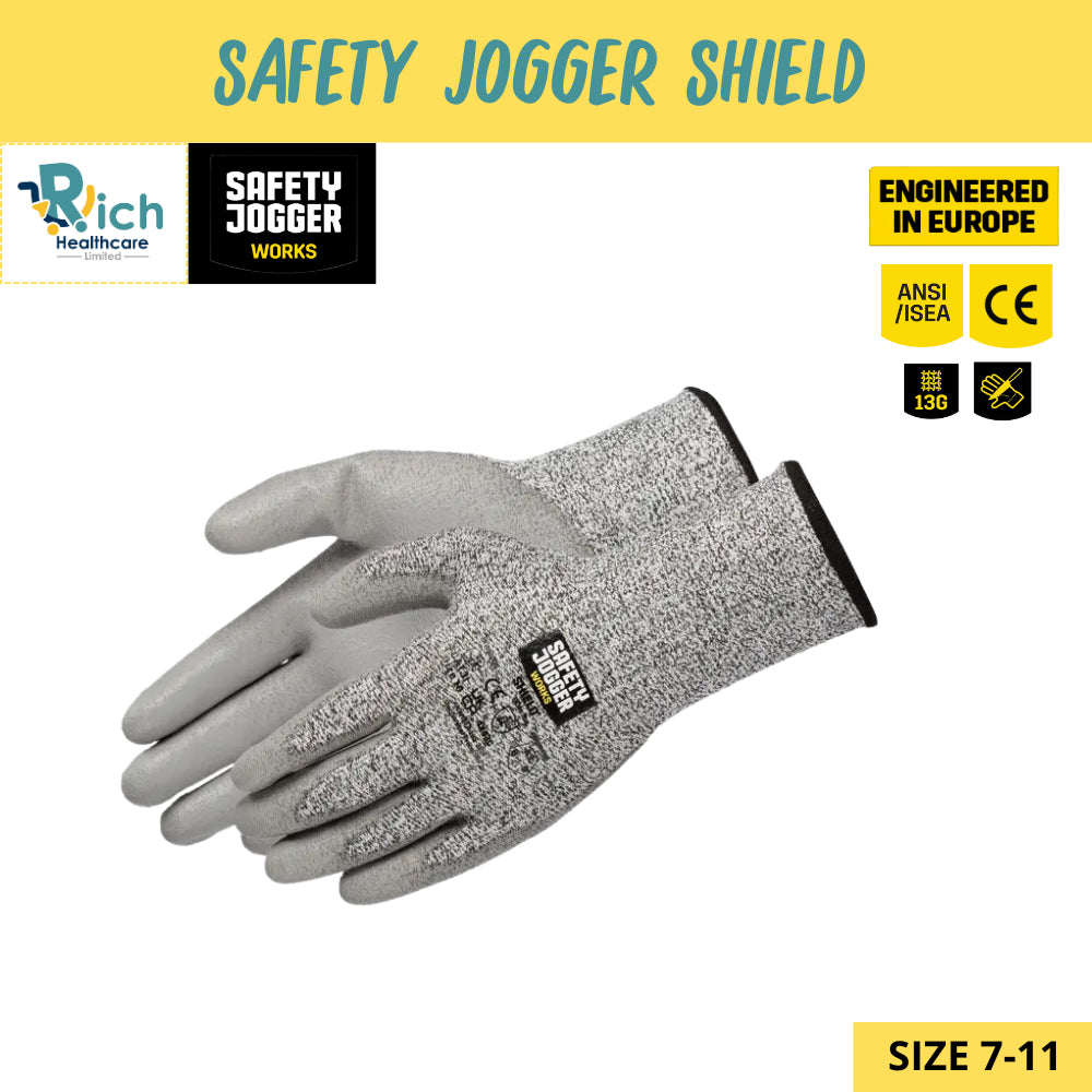 Rich Healthcare x Safety Jogger SHIELD ถุงมือเซฟตี้ HPPE ทนต่อการบาด 5/C ไร้รอยต่อ DMF FREE ได้มาตรฐานสากล