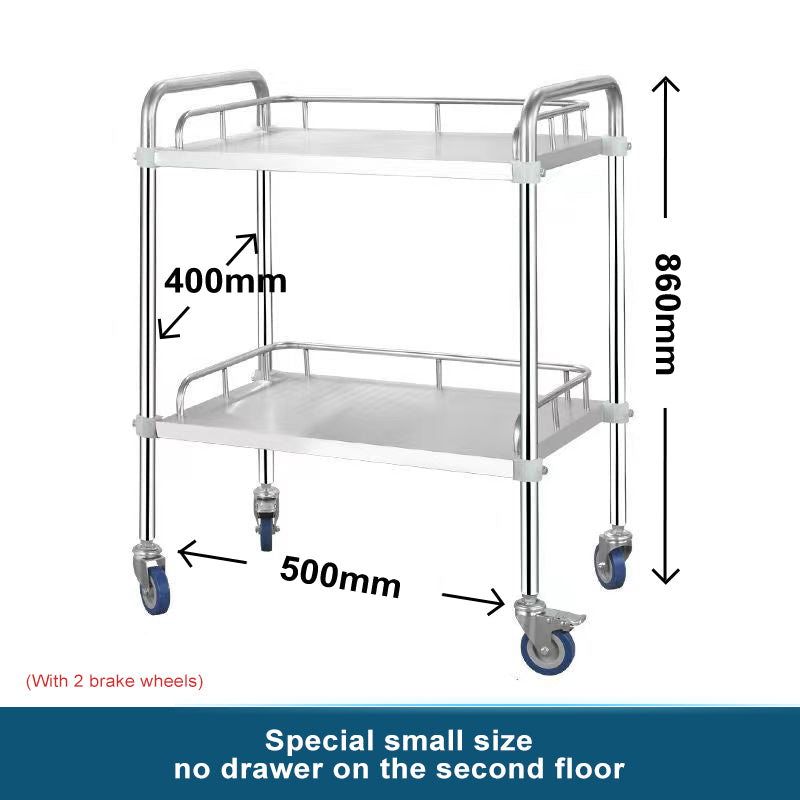 Happy Trolley - Stainless Steel Clinic Hospital Trolley (2 Drawers)