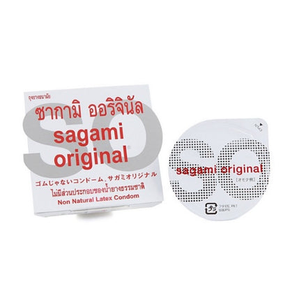 SAGAMI ไซซ์ M ถุงยางอนามัย ซากามิ ออรจินัล 002 ขนาด 52 มม. 6 ชิ้น ขนาด (หลังกล่องระบุไซส์ 55 จะเท่ากับ 52 มม.ของไทย)
