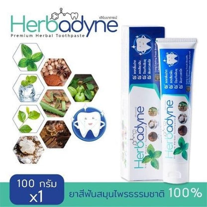 Herbadyne Herbal Toothpaste ยาสีฟันสมุนไพรเฮิร์บบาดายน์ ขนาด 100 กรัม 1 หลอด