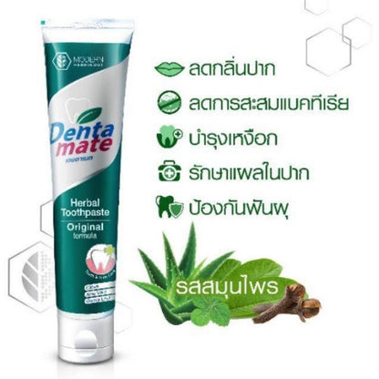 Dentamate Fresh Mint/Originalยาสีฟัน สมุนไพร เดนตาเมท สูตรเข้มข้น / ดั้งเดิม 18/40/60/120g ลดเหงือกอักเสบ ลมหายใจสดชื่น