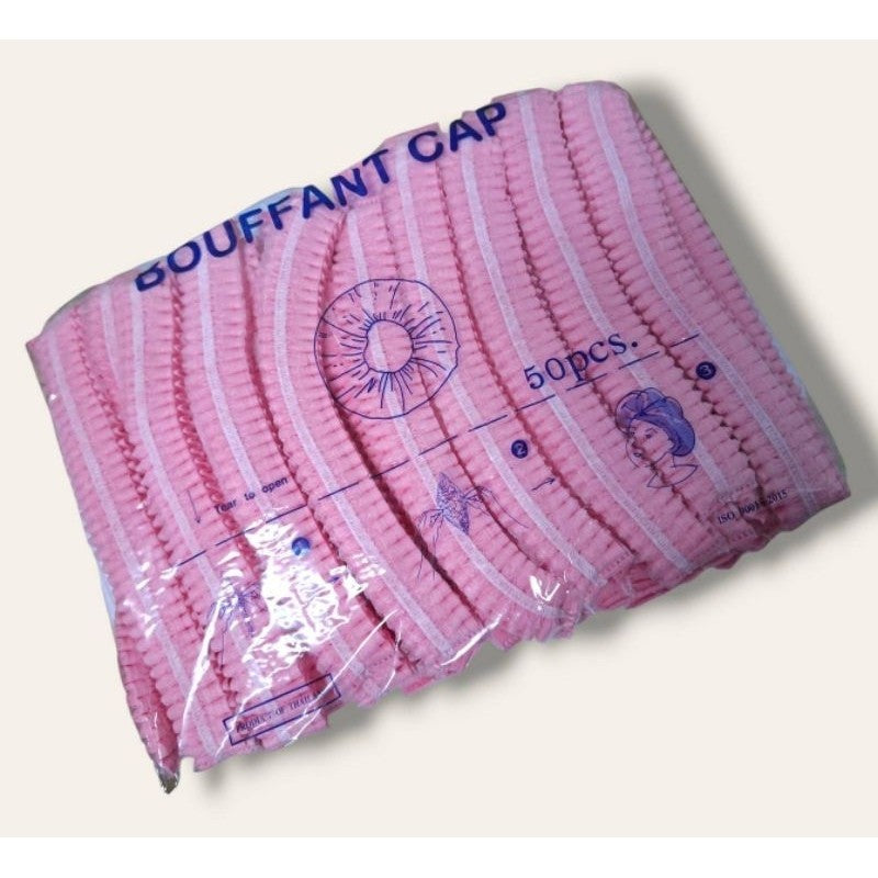 MEDICAL GRADE BOUFANT CAP หมวกคลุมผมตัวหนอน ใช้แล้วทิ้ง บรรจุ 50 ชิ้น นุ่มใส่สบายไม่รัดหัว Made in Thailand