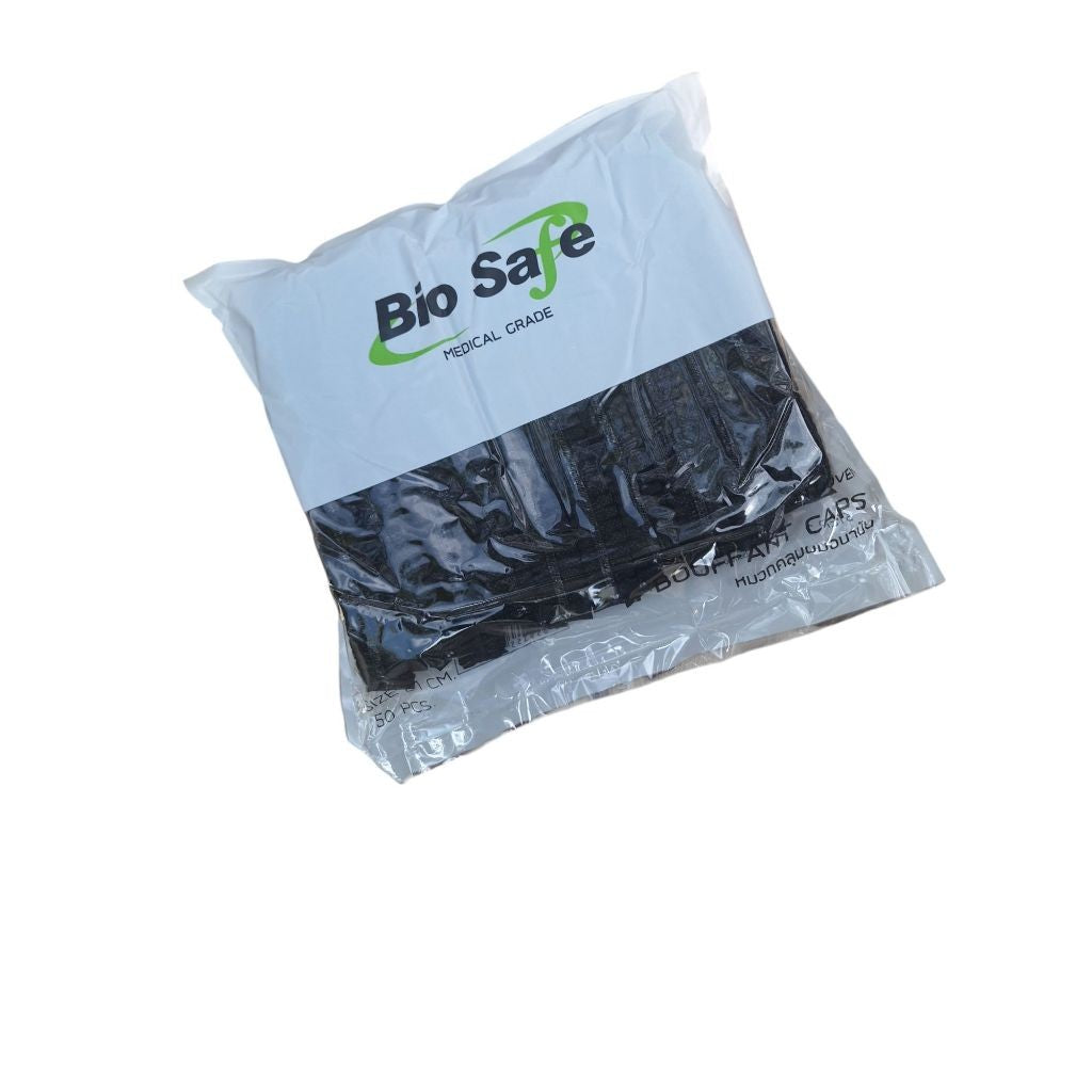 BIOSAFE BOUFFANT CAP หมวกคลุมผมตัวหนอน ขนาด 21 CM แพค 50 ชิ้น ผลิตจากห้องคลีนรูม ขนาดใหญ่ใส่แล้วไม่เจ็บหัว
