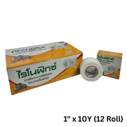 Rhinofix Non Woven Paper Tape 1" x 10Y (12 roll/box), 1/2" x 10Y (24 roll/box)