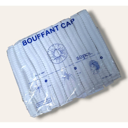 MEDICAL GRADE BOUFANT CAP หมวกคลุมผมตัวหนอน ใช้แล้วทิ้ง บรรจุ 50 ชิ้น นุ่มใส่สบายไม่รัดหัว Made in Thailand