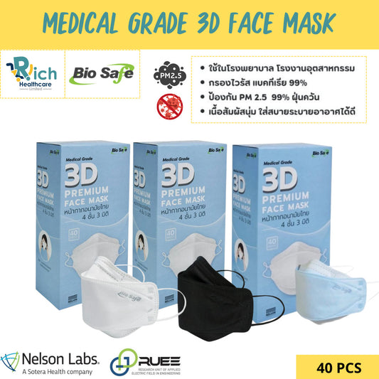 Biosafe KF94 4 Ply Medical Face Mask หน้ากากอนามัยไทย กรอง 4 ชั้น 3 มิติ  [40 ชิ้น] Premium Mask [Medical Grade]