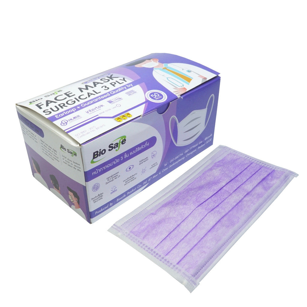 Biosafe Surgical Face Mask 3 Ply หน้ากากอนามัย 3 ชั้นทางการแพทย์  กล่อง 50 ชิ้น