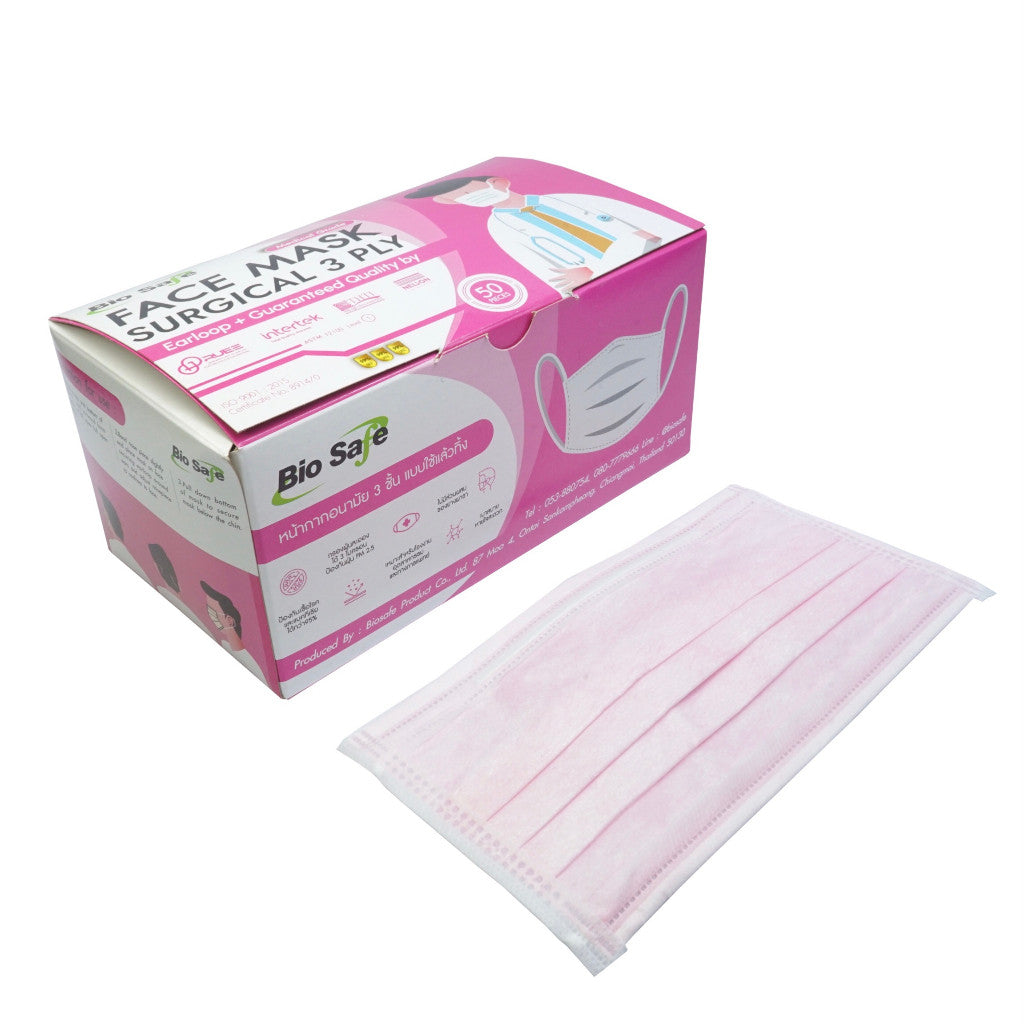Biosafe Surgical Face Mask 3 Ply หน้ากากอนามัย 3 ชั้นทางการแพทย์  กล่อง 50 ชิ้น