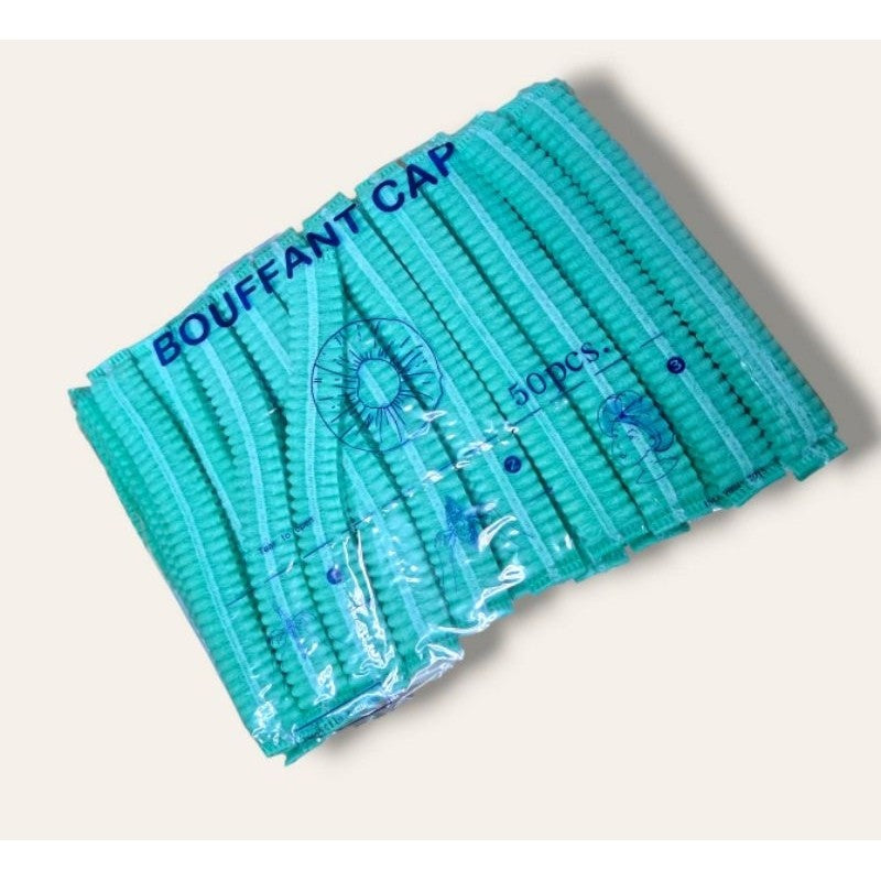 MEDICAL GRADE BOUFANT CAP หมวกคลุมผมตัวหนอน ใช้แล้วทิ้ง บรรจุ 50 ชิ้น นุ่มใส่สบายไม่รัดหัว Made in Thailand