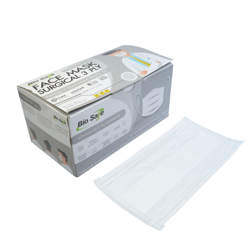Biosafe Surgical Face Mask 3 Ply หน้ากากอนามัย 3 ชั้นทางการแพทย์  กล่อง 50 ชิ้น
