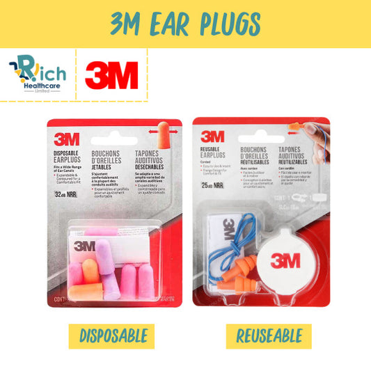 3M Earplugs ที่อุดหู ลดเสียง เอียร์ปลั๊ก โฟมอุดหู กั้นเสียง Earplug มี 2 แบบ (ใช้ซ้ำได้1คู่ / ใช้แล้วทิ้ง4คู่)disposable