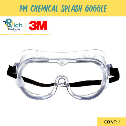 3M แว่นตากันกระแทก สีใส 3M chemical splash goggles (safety)