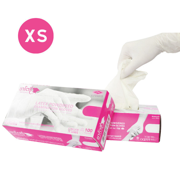 Satory Gloves - Natural Latex Gloves with Powder [1 Box/100 Pieces]