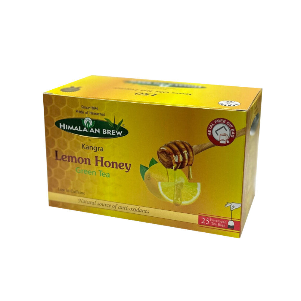 Himalayan Brew Lemon Honey Green Tea (25 tea bags) ชาเขียวน้ำผึ้งมะนาว ชนิดซอง แพ็ค 25 ซอง (low caffeine) Kangra Tea