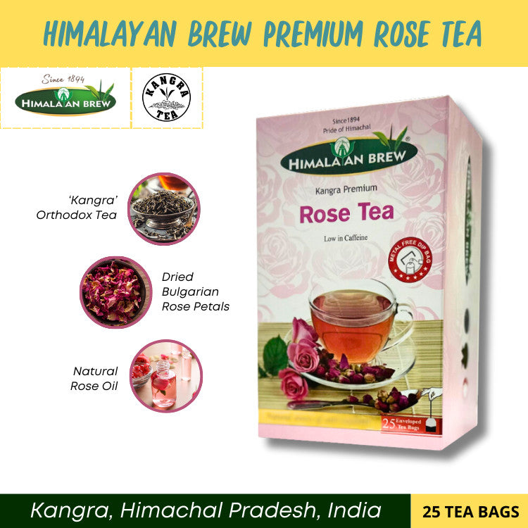 Himalayan Brew Premium Bulgarian Rose Tea (25 tea bags) ชากุหลาบบัลแกเรีย ชนิดซอง แพ็ค 25 ซอง (low caffeine) Kangra Tea
