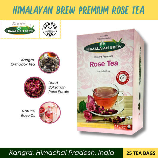 Himalayan Brew Premium Bulgarian Rose Tea (25 tea bags) ชากุหลาบบัลแกเรีย ชนิดซอง แพ็ค 25 ซอง (low caffeine) Kangra Tea