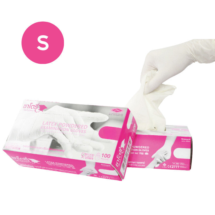 Satory Gloves - Natural Latex Gloves with Powder [1 Box/100 Pieces]