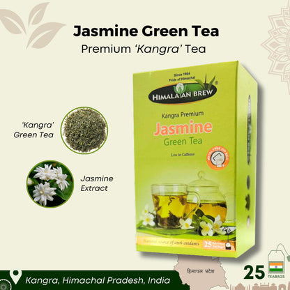 Himalayan Brew Jasmine Green Tea (25 tea bags) ชาเขียว จัสมิน กรีนที ชนิดซอง แพ็ค 25 ซอง (low caffeine) Kangra Tea