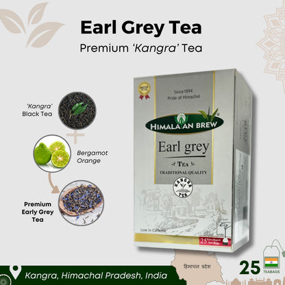 Himalayan Brew Earl Grey (25 tea bags) รสเบา เอิร์ล เกรย์ ชนิดซอง แพ็ค 25 ซอง (low caffeine) Kangra Tea