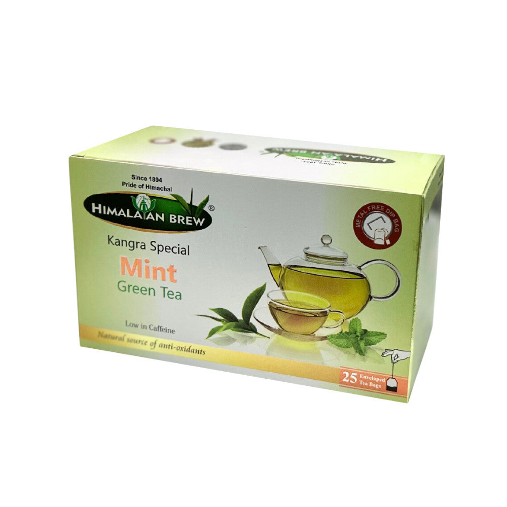 Himalayan Brew Mint Green Tea (25 tea bags) ชาเขียวมิ้นต์ ชนิดซอง แพ็ค 25 ซอง (low caffeine) Kangra Tea