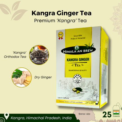Himalayan Brew Kangra Ginger Green Tea (25 tea bags) ชาเขียวขิง ชนิดซอง แพ็ค 25 ซอง (low caffeine) Kangra Tea