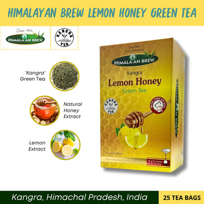 Himalayan Brew Lemon Honey Green Tea (25 tea bags) ชาเขียวน้ำผึ้งมะนาว ชนิดซอง แพ็ค 25 ซอง (low caffeine) Kangra Tea
