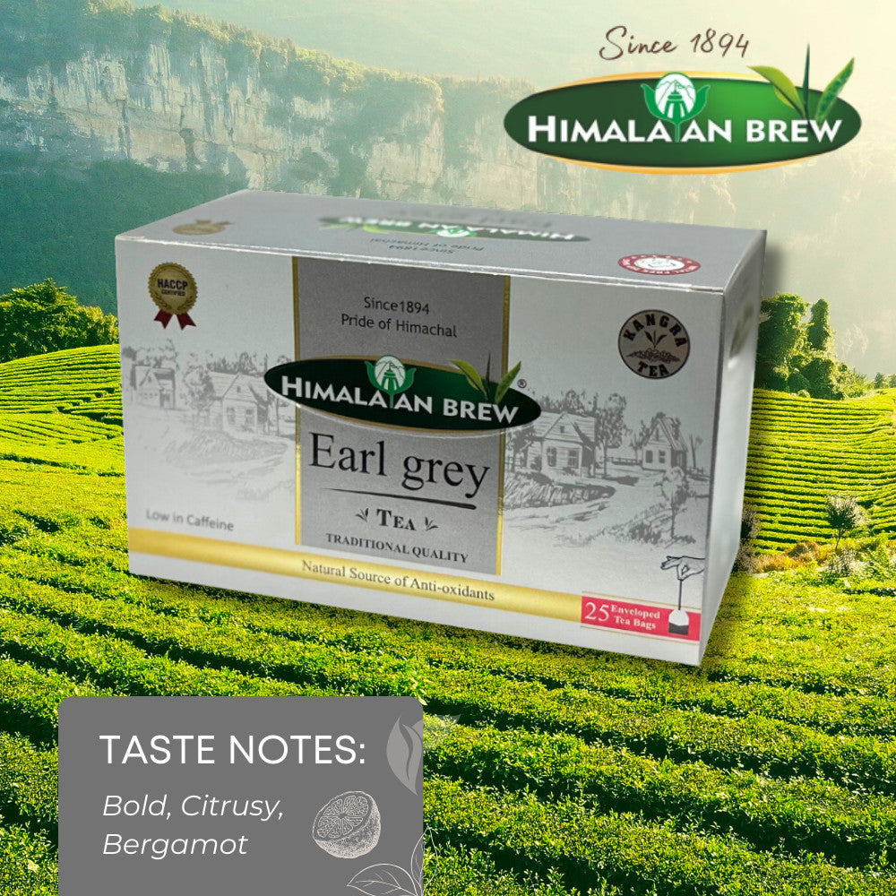 Himalayan Brew Earl Grey (25 tea bags) รสเบา เอิร์ล เกรย์ ชนิดซอง แพ็ค 25 ซอง (low caffeine) Kangra Tea