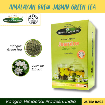 Himalayan Brew Jasmine Green Tea (25 tea bags) ชาเขียว จัสมิน กรีนที ชนิดซอง แพ็ค 25 ซอง (low caffeine) Kangra Tea