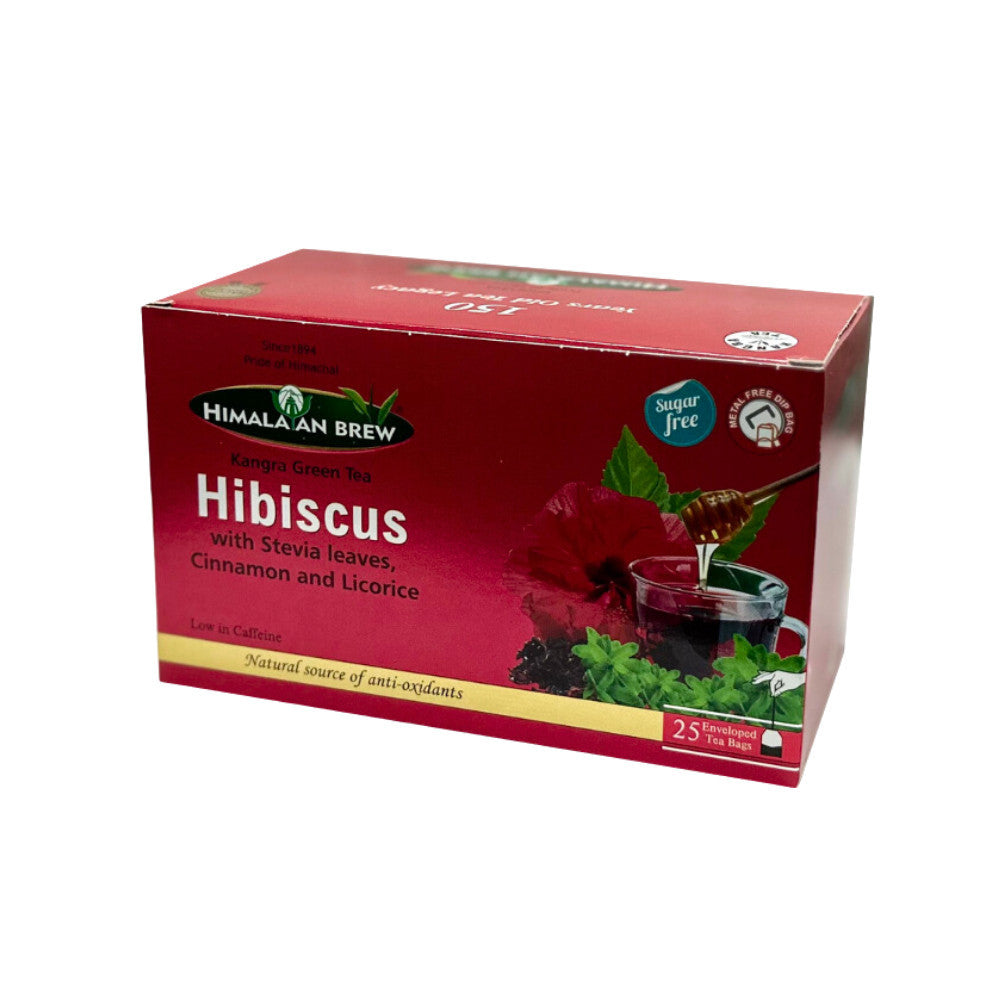 Himalayan Brew Hibiscus Green Tea (25 tea bags) ชาเขียวชบา ชนิดซอง แพ็ค 25 ซอง (low caffeine) Kangra Tea
