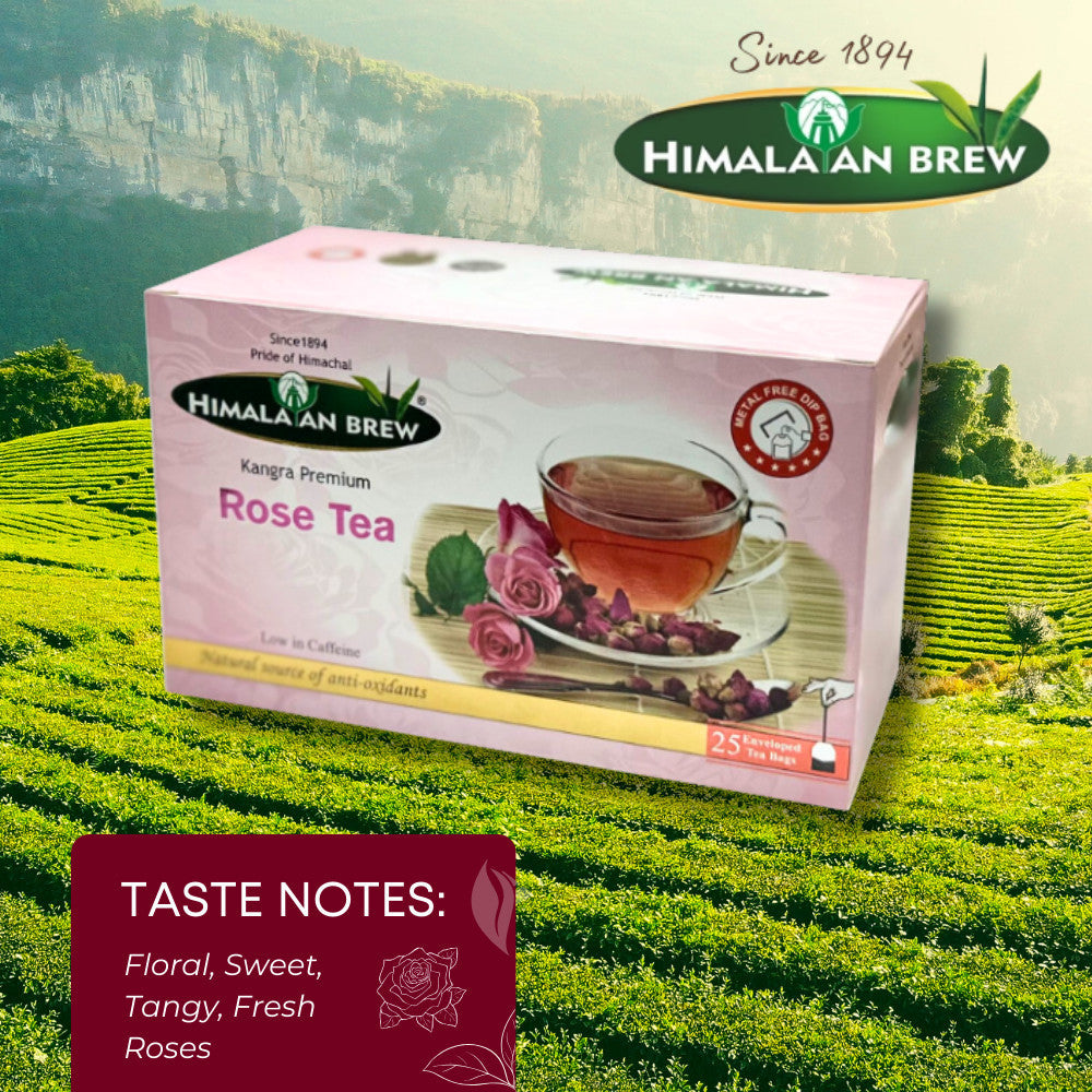 Himalayan Brew Premium Bulgarian Rose Tea (25 tea bags) ชากุหลาบบัลแกเรีย ชนิดซอง แพ็ค 25 ซอง (low caffeine) Kangra Tea