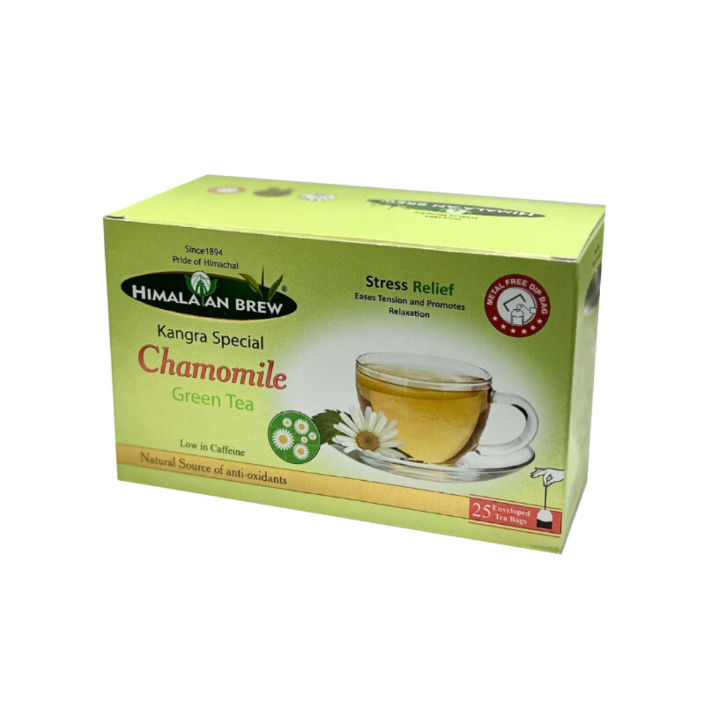 Himalayan Brew Chamomile Green Tea (25 tea bags) ชาเขียว คาโมมาย ชนิดซอง แพ็ค 25 ซอง (low caffeine) Kangra Tea
