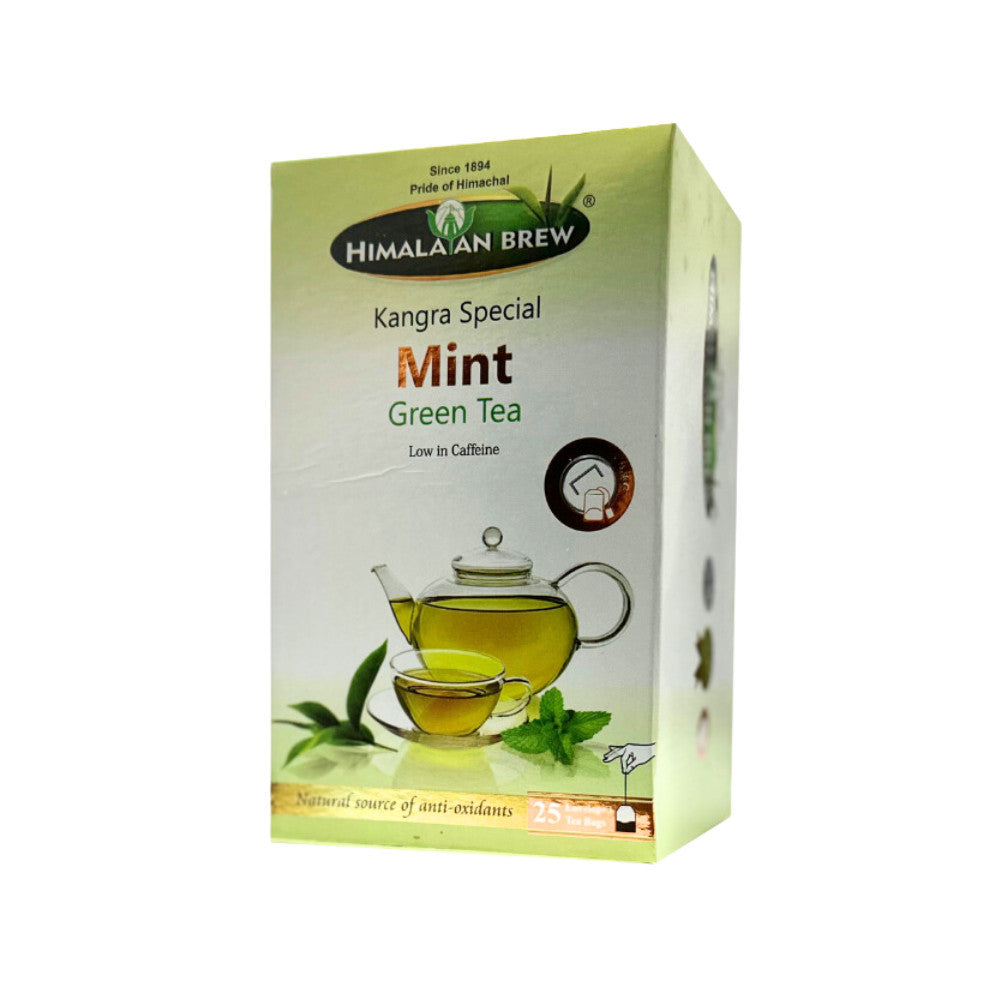 Himalayan Brew Mint Green Tea (25 tea bags) ชาเขียวมิ้นต์ ชนิดซอง แพ็ค 25 ซอง (low caffeine) Kangra Tea