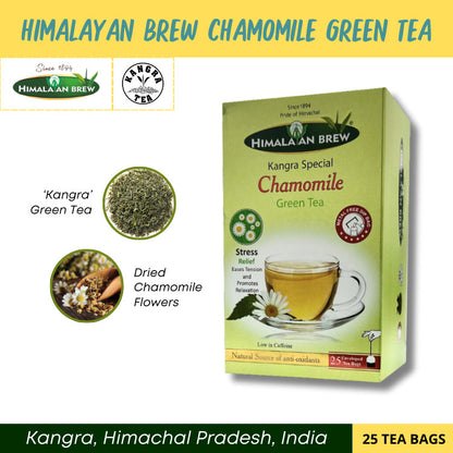 Himalayan Brew Chamomile Green Tea (25 tea bags) ชาเขียว คาโมมาย ชนิดซอง แพ็ค 25 ซอง (low caffeine) Kangra Tea