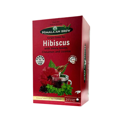 Himalayan Brew Hibiscus Green Tea (25 tea bags) ชาเขียวชบา ชนิดซอง แพ็ค 25 ซอง (low caffeine) Kangra Tea