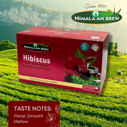 Himalayan Brew Hibiscus Green Tea (25 tea bags) ชาเขียวชบา ชนิดซอง แพ็ค 25 ซอง (low caffeine) Kangra Tea