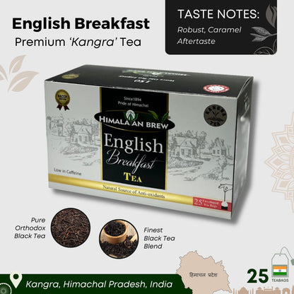 Himalayan Brew English Breakfast (25 tea bags) ชาสีอำพันสว่าง อิงลิช เบรกฟาสต์ ชนิดซอง แพ็ค 25 ซอง (low caffeine) Kangra