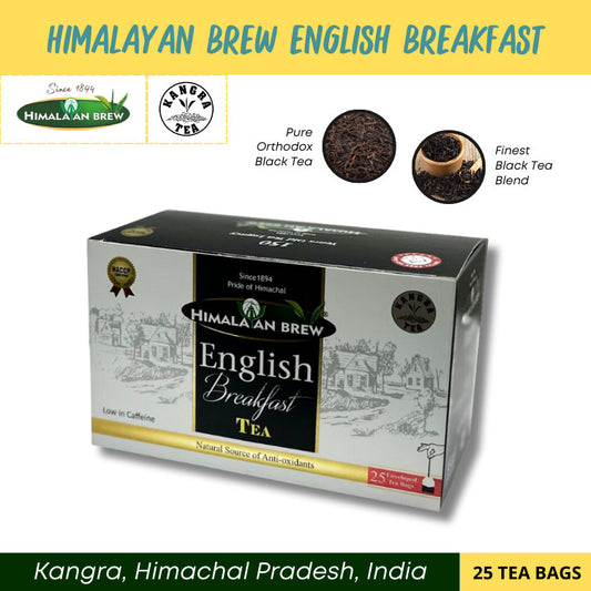 Himalayan Brew English Breakfast (25 tea bags) ชาสีอำพันสว่าง อิงลิช เบรกฟาสต์ ชนิดซอง แพ็ค 25 ซอง (low caffeine) Kangra