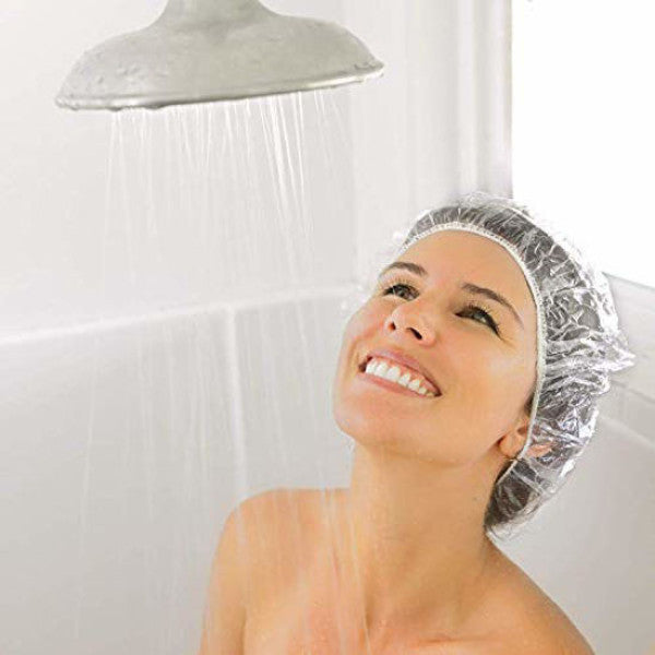 Rich Healthcare Disposable Shower Cap หมวกใส่อาบน้ำ Poly Ethylene PE คุณภาพดีหมวกพลาสติกใสตัวหนอน เเพ็ค 50/100 ชิ้น