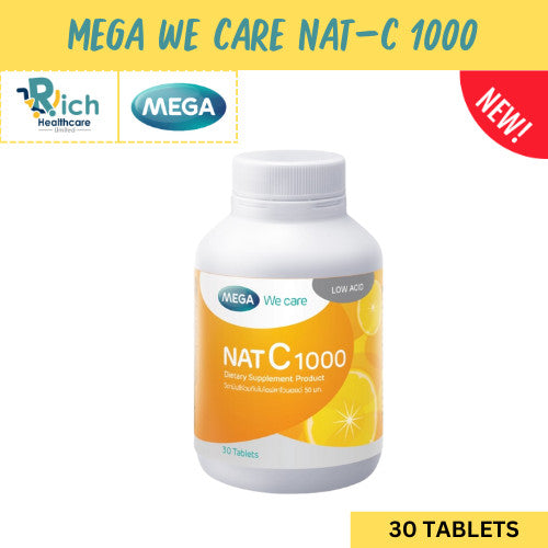Mega We Care เมก้าวีแคร์ NAT C 1000 MG. (30 's) วิตามินซี 1000 มก. 30 เม็ด